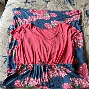 Serra Pink and Blue Floral Maxi Dress